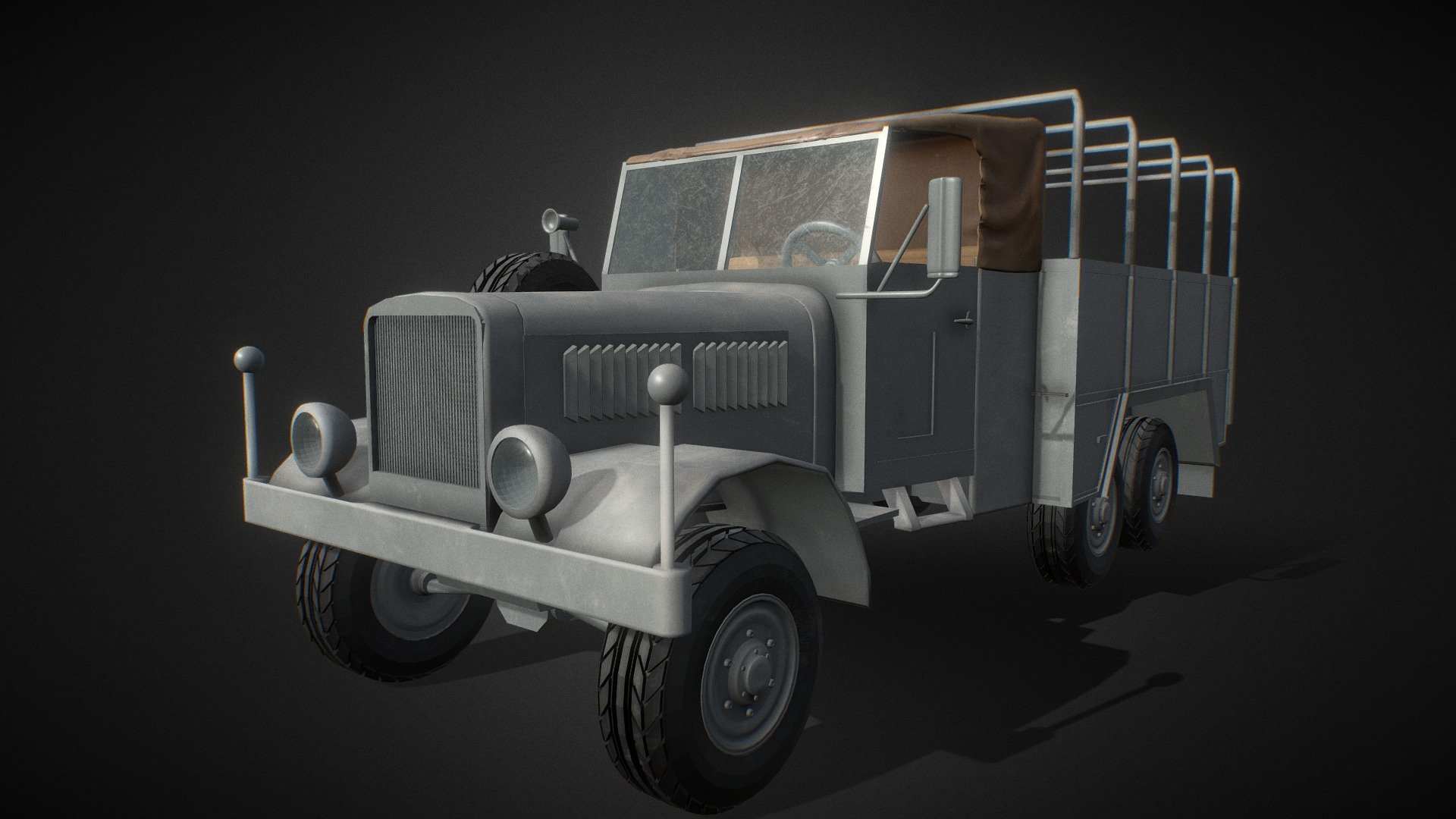 ww2 German army 6x6 truck - Einheitsdiesel  modeled in a Blender 3d .

&ndash; This model is NOT for 3D PRINTING!!! &ndash;

I made the textures in quixel mixer. Tested it in unreal engine 5
has : - 4k Texture (PBR)  

9 materials
8 kinds of colors
UVs
-
doesn't have : 

doesnt have rig
doesnt have engine
doesnt driver's cabin 
60 000 Vertices ! (125 000 polygons)