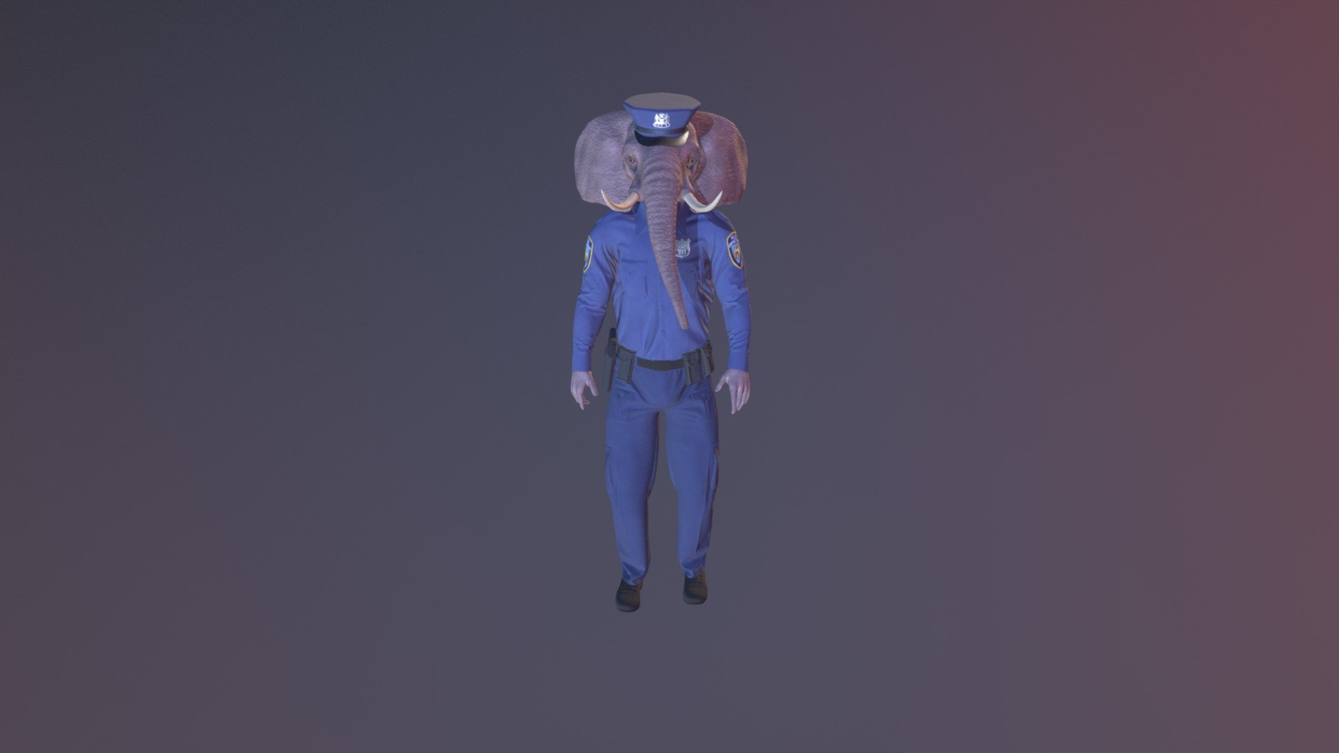 Stylized humanoid elephant - policeman character
