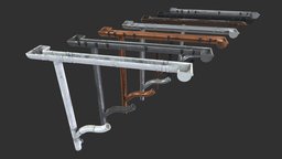 Gutter System PBR 7 Materials PACK buddha, pipe, element, rust, roof, rain, metal, old, part, architcture, drain, gfrc, drainder, house, modular, wall