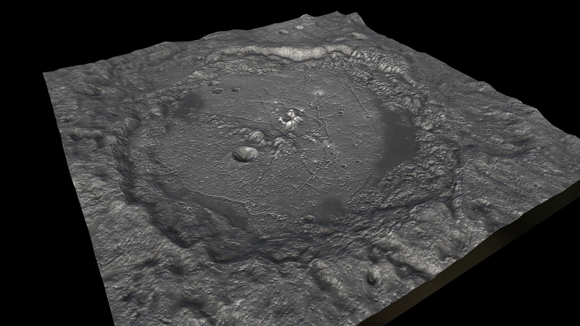 Humboldt is a large lunar impact crater that is located near the eastern limb of the Moon. Due to foreshortening this formation has an extremely oblong appearance. The actual shape of the crater is an irregular circle, with a significant indentation along the southeastern rim where the prominent crater Barnard intrudes. The central peak forms a range on the crater floor. The floor surface contains a network of rilles forming a pattern of radial spokes and concentric arcs. (from Wiki). 
Diameter: 207 km
Eponym: Wilhelm von Humboldt