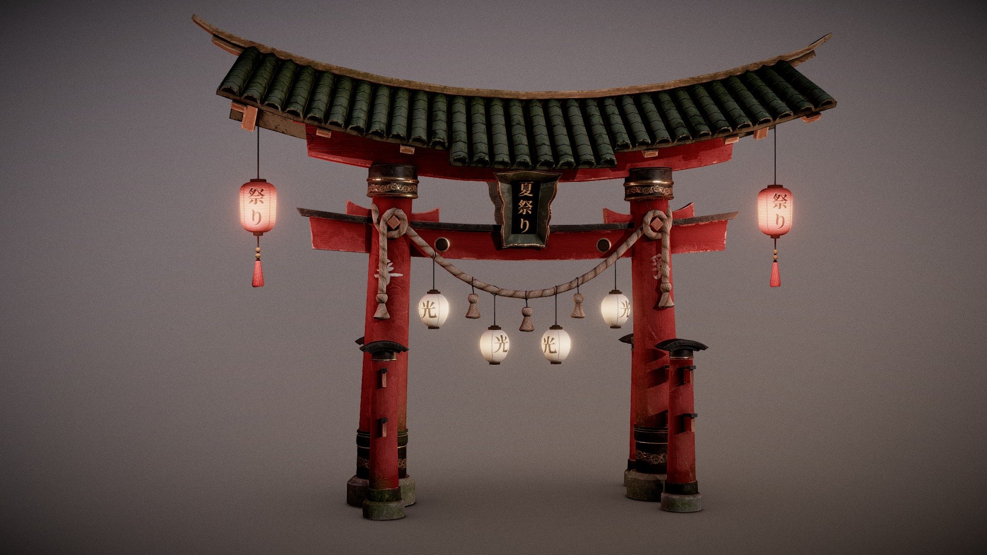 Japanese Festive Torii gate created for a commission!
2 Mats
4k textures

Created in Blender 4.0 and texutred in Substance Painter
Normals and baked maps created in Substance painter