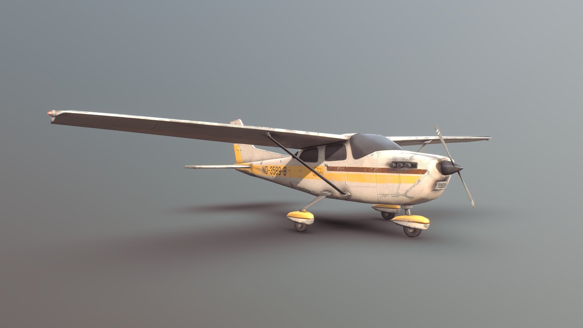 https://www.artstation.com/artwork/L2Ebvw Small Plane, based on Cesna 172. Wanted to step out of my comfort zone a little bit and modeled this plane. Model took about 8 hours to make (from highpoly model to fully textured PBR result)