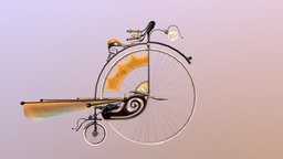 Sketchfab Weekly - Bicycle - Penny Farthing bicycle, victorian, invention, steampunk, vintage, wings, functional, gothic, 14, realistic, week, celia, pennyfarthing, sketchfabweeklychallenge, design, animated, fantasy, sketchfabweeklychallenge2023, kaspar
