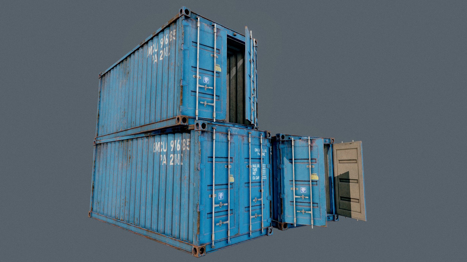 Enterable Shipping Container 03 - PBR

Very Detailed Low Poly Shipping Container with Interior, with High-Quality PBR Textures.

Because several Requests, i have made this new container which have interior.

Stickers and texts are custom made in photoshop.

Doors can be opened

Fits perfect for any PBR game as Environment Decoration etc.

Created with 3DSMAX, Zbrush and Substance Painter.

Standard Textures
Base Color, Metallic, Roughness, Height, AO, Normal, Maps

Unreal 4 Textures
Base Color, Normal, OcclusionRoughnessMetallic

Unity 5/2017 Textures
Albedo, SpecularSmoothness, Normal, and AO Maps

2x4096x4096 TGA Textures

Please Note, this PBR Textures Only. 

Low Poly Triangles 

7454 Tris
4530 Verts

File Formats :

.Max2019
.Max2018
.Max2017
.Max2016
.FBX
.OBJ
.3DS
.DAE