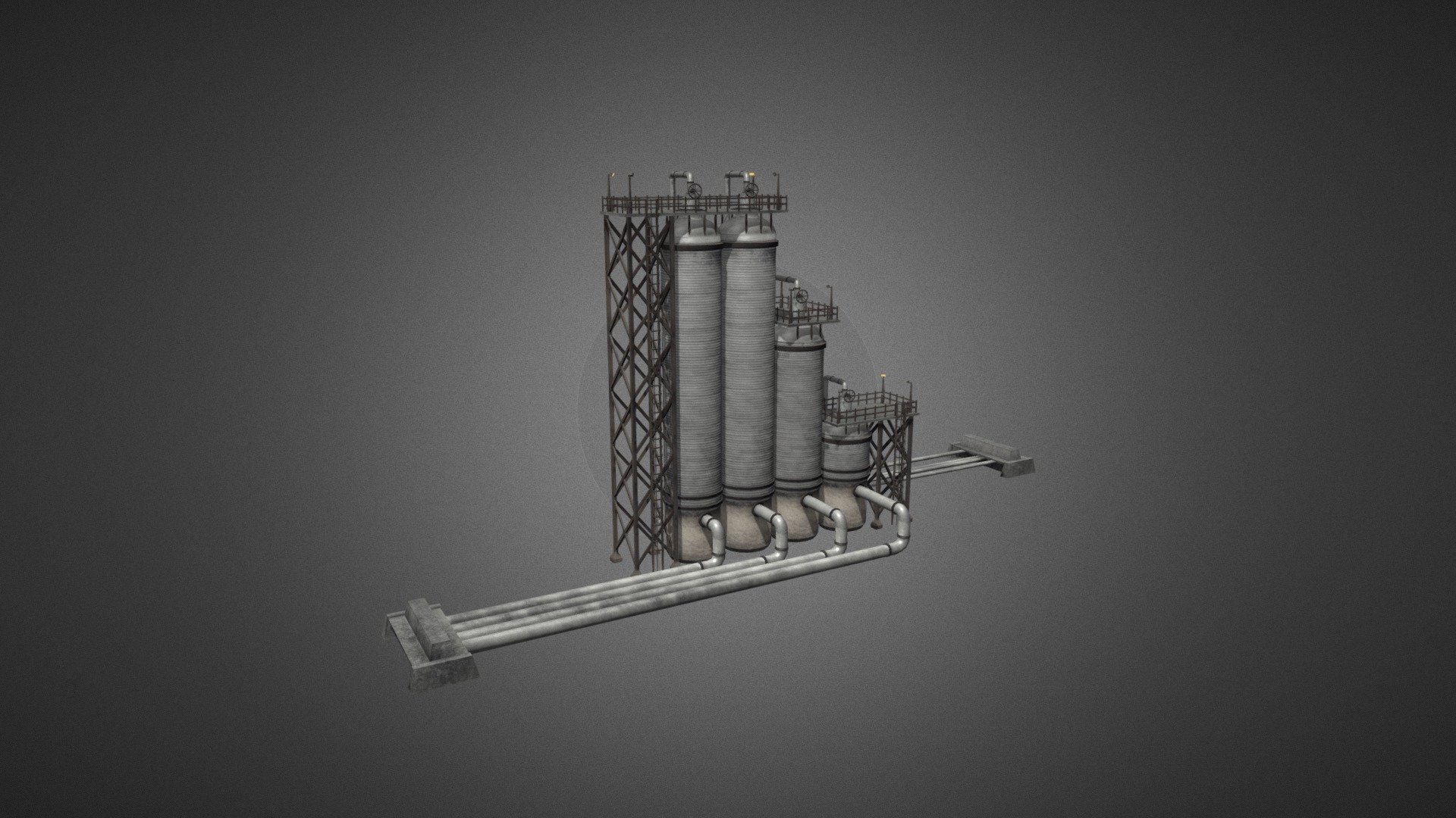 Low poly game-ready 3d model of an Oil Refinery 03 for Virtual Reality (VR), Augmented Reality (AR), games and other real-time apps.