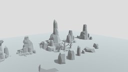 Low Poly Rocks, Hills, Trees tree, toon, desert, rocks, hills, lowpolymodel, lowpoly