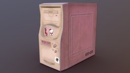 Retro Computer Case - Low-Poly & Game-Ready computer, cute, pc, case, retro, hellokitty, 90s, lowpoly-gameasset-gameready, 00s, substancepainter, lowpoly, anime, gameready, pccase