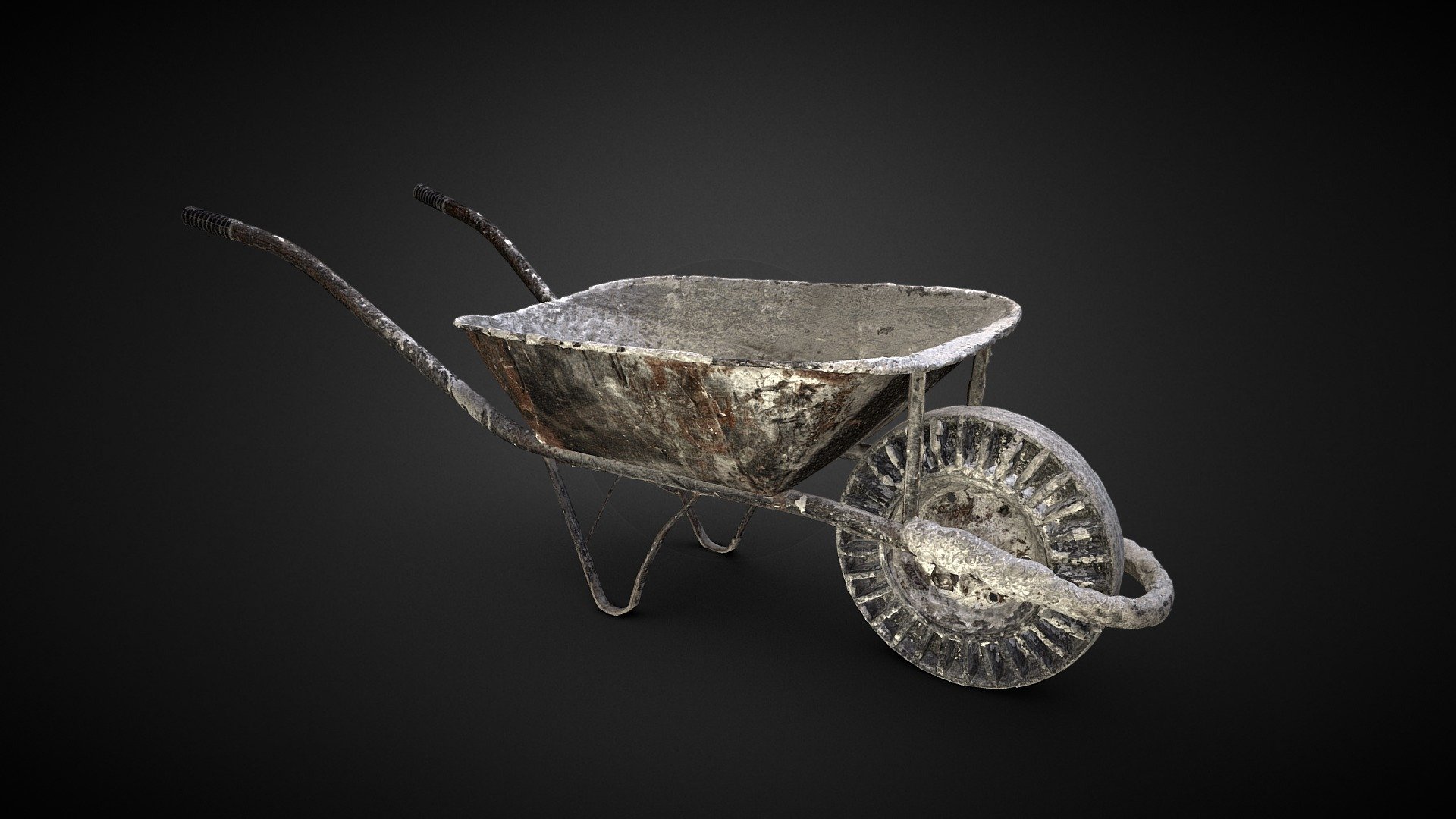 Photogrammetry Single Wheel Iron Trolley Lowpoly Model