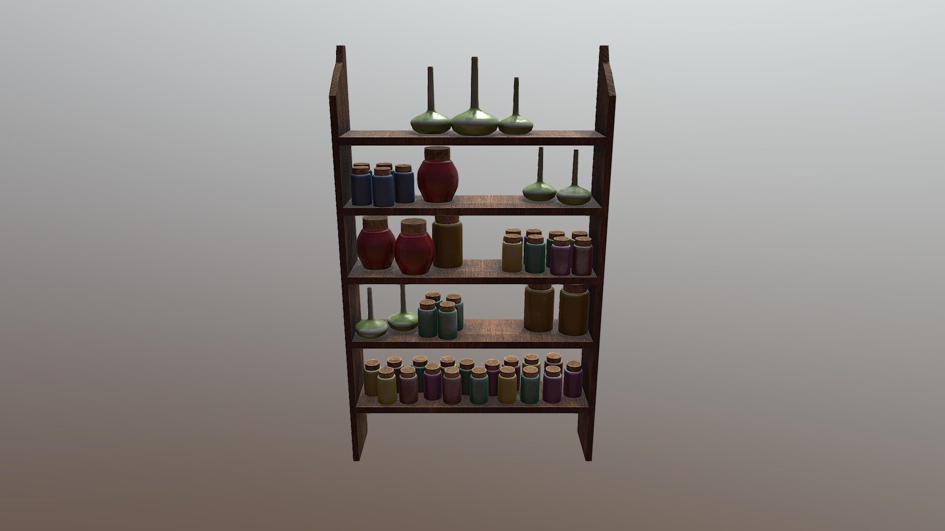 This is a set of assets I created in my spare time. I based the potions bottles off of an asset I created during the summer for a college project. I created this with Maya and textured it in Substance Painter