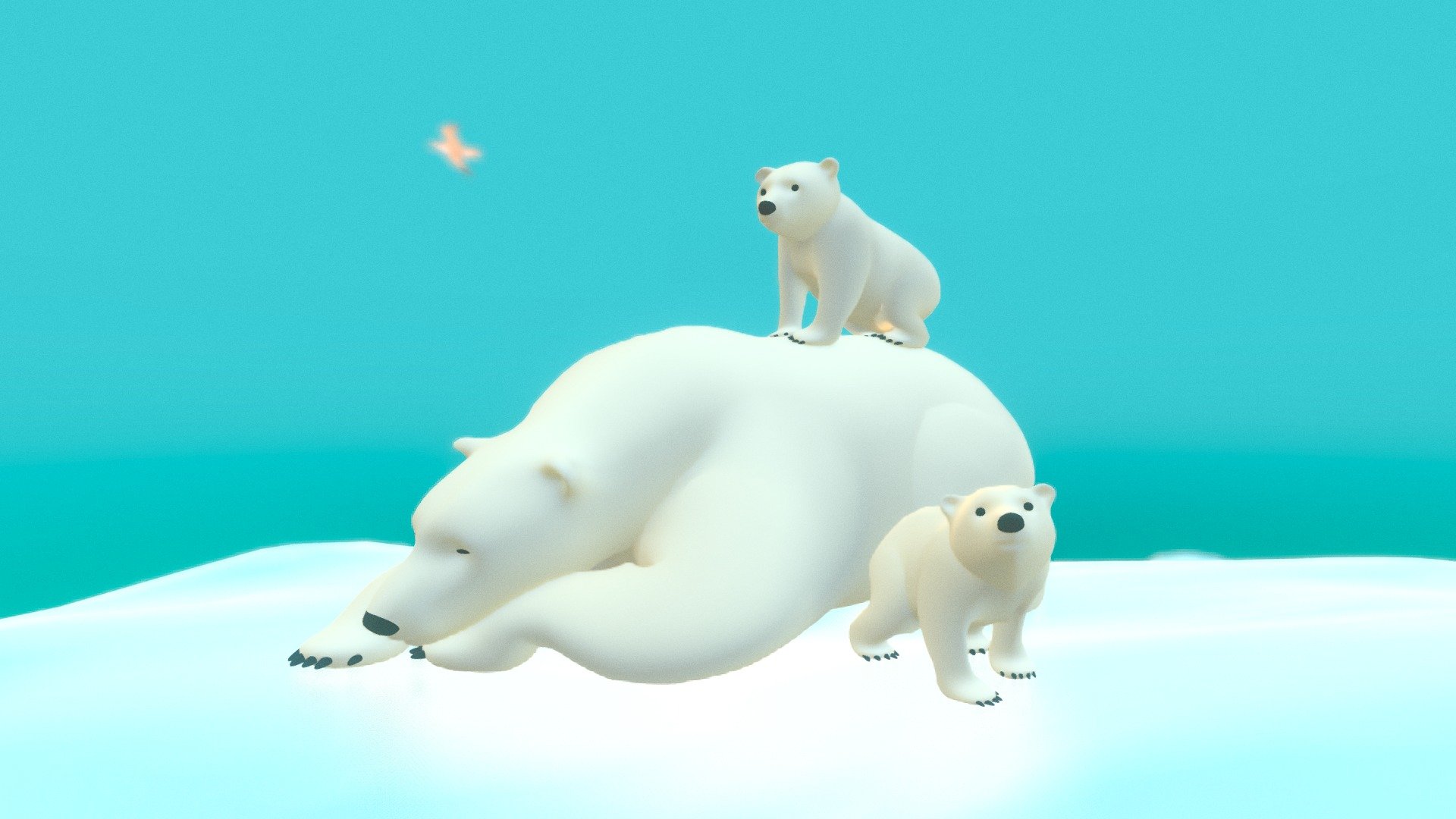 The polar bear. For this largest predator in the world, the melting sea ice is a major threat. The total number is expected to have dropped by 30% in 2050.

Enter the diorama to look at this little family up close!