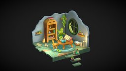 Aesthetic Wizard Room 3dcoat, diorama, maya, handpainted, photoshop, lowpoly