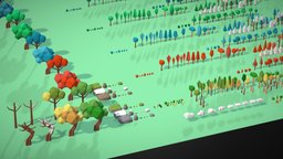 Low Poly Nature Pack (4 Seasons) tree, winter, cloud, spring, summer, gamedev, nature, bush, autumn, seasons, unrealengine, lowpolyart, ue, godot, unity, unity3d, art, lowpoly