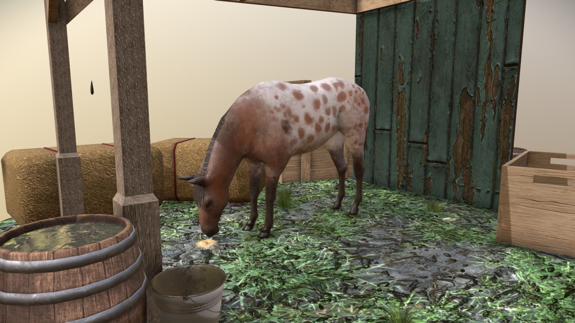 Red Dead Redemption inspired diorama with a leopard appaloosa.

Modelled in Blender, textured in Substance Painter