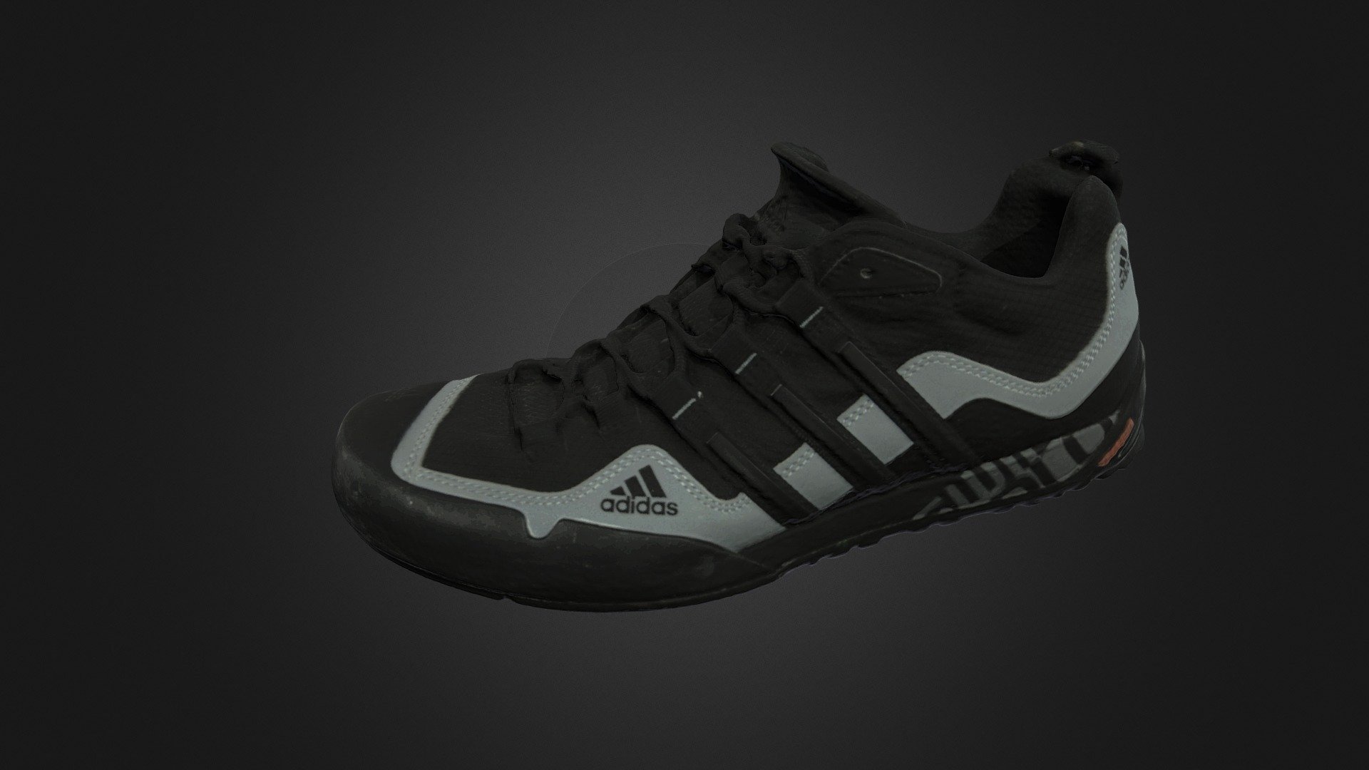 A medium quality scan of a Adidas terrex Trailrunning sneaker, left side. Just a outside scan, no inside data is provided.
