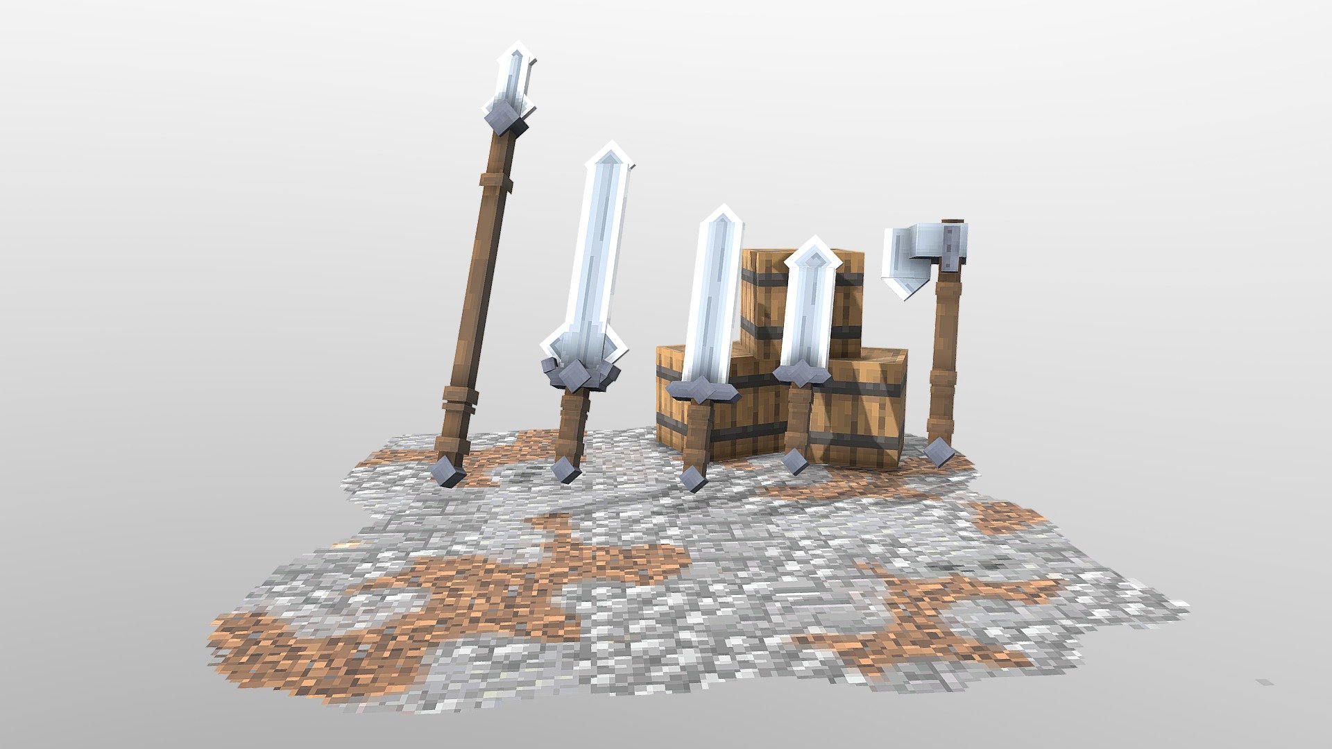 This model is the Medieval Weapon model set, which has many weapon. This model has no animation and does not glow. Which, if a friend buys this model, will receive the .Zip file that I have prepared, which consists of the model and texture of every device




Options : heavy sword, sword, dagger, axe, spere.

Requires Optifine : no

Java/Bedrock : Java

minecraft : All version.

File formats included : JSON, OTHER, PNG
