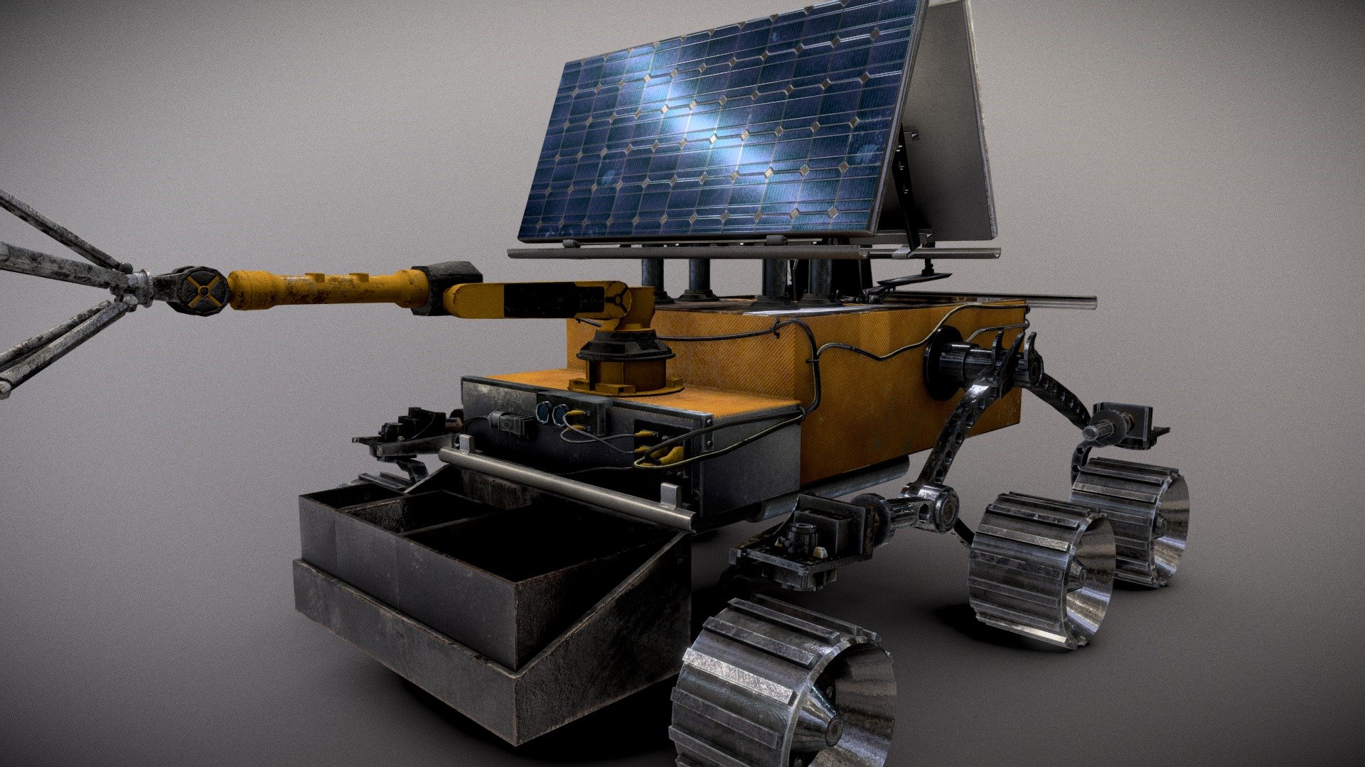 This model was developed for the project to explore the moon.
3D Mid Poly game ready model, and render ready with finished interior and ready to animate (not animated).




Created with Blender 3.3.1.

Textured in Substance Painter and Photoshop.

UnwrapUVW included in Maya.

Polys: 28,837. Triangles: 54,881.

PBR Material 4096 px texture.

Provided Maps: - Albedo - Normal - Roughness - Metalness  - AO.
