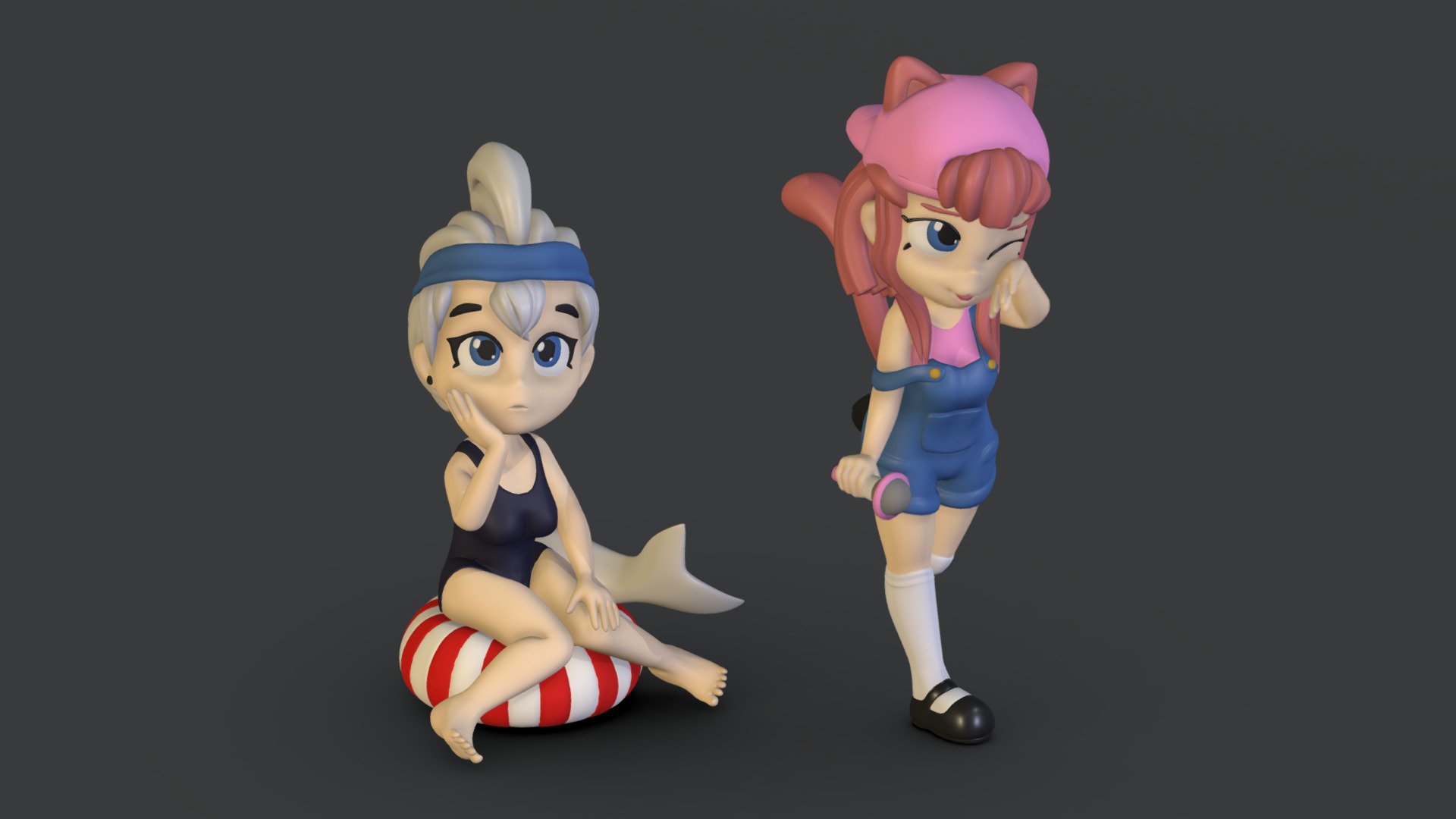 two figurines made for 3d-print

part of a bigger series of animal-hybrid characters