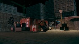 School: Dark alley scene, school, alley, place, dark-alley, marcelvanduijn, 3d