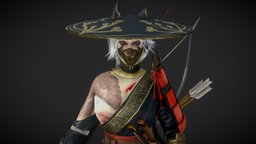 Samurai blood, hat, armour, japan, warrior, katana, scarf, bow, viper, samurai, blades, tattoo, mask, beautiful, naginata, hakama, wakizashi, arrows, robes, wounded, beautiful-girl, artstationchallenge, katana_sword, badasswarrior, maya, character, substance-painter, female, zbrush, sword, japanese, feudaljapanchallenge, japanese-warrior