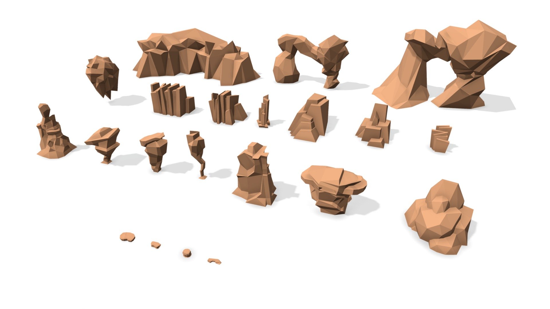A collection of low poly models to create stylized flat shaded environments.

Ready for Virtual Reality (VR), Augmented Reality (AR), games and other real-time apps.