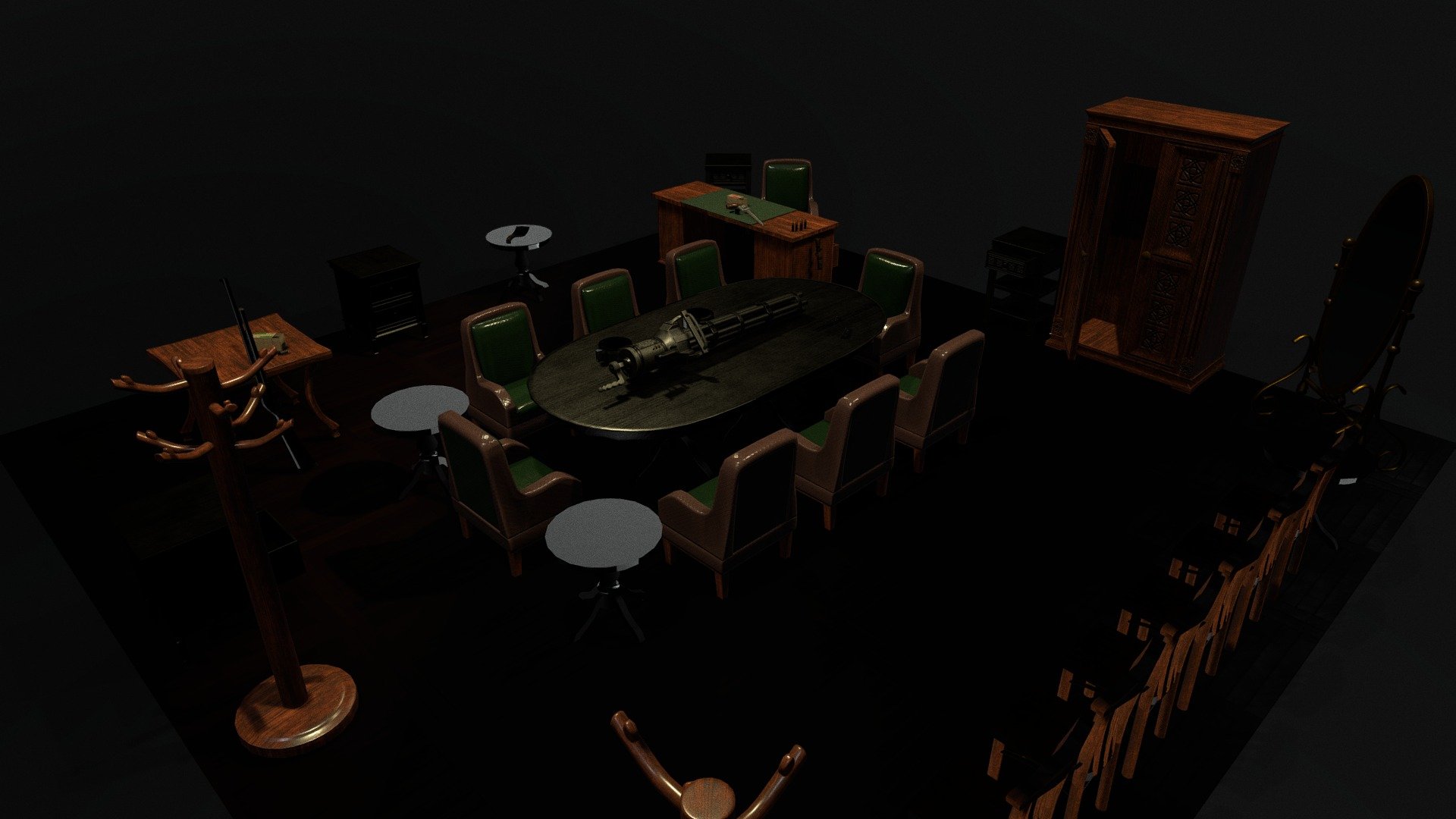 The scene of the antique cabinet. Created using Blender3D and Substance Painter. Optimized 2K game-ready. Current pack has PBR, Unity and UE files and lots of formats.
This scene contains assets that are included in my first oldfashioned pack. Don't be shy and check all of them in my collections.