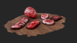 Red Meat food, cow, raw, red, time, assets, meat, realtime, props, realistic, bovine, movie, real, carnivore, canine, eevee, rare, blender3dmodel, edible, cooked, blendereevee, substancepainter, game, blender, blender3d, animation