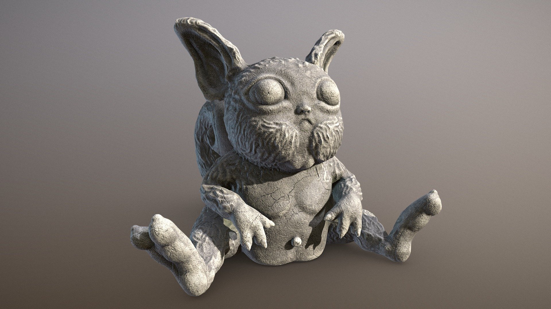 This little squirrel imp creature is my creation from the second chapter of Zacharias Reinhardt's excellent scultping for Blender masterclass. Can highly recommend the course for artists looking to become more familiar with Blender's scultping capabilities. 

Original sculpt is ~4M tris in Blender, reduced the model using Instant Meshes to remesh the model, then baked down my high to low poly using Marmoset Toolbag 3, before doing my final texturing in Substance Painter.