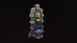 Stylized Well world, warcraft, well, fanart, fan, fountain, rocks, study, stylzed, handpainted, art, fantasy, of