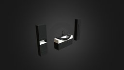Bathroom Furniture Set cinema, bathroom, closet, ray, white, vray, bath, sink, detailed, water, max, mental, cgaxis, cupboard, washbasin, 3ds, interior, c4d, black, gold