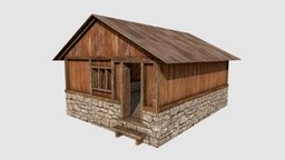 Wooden Hut exterior, shed, cabin, hut, low-poly-model, wooden-house, architecture, pbr, lowpoly, house, building, interior