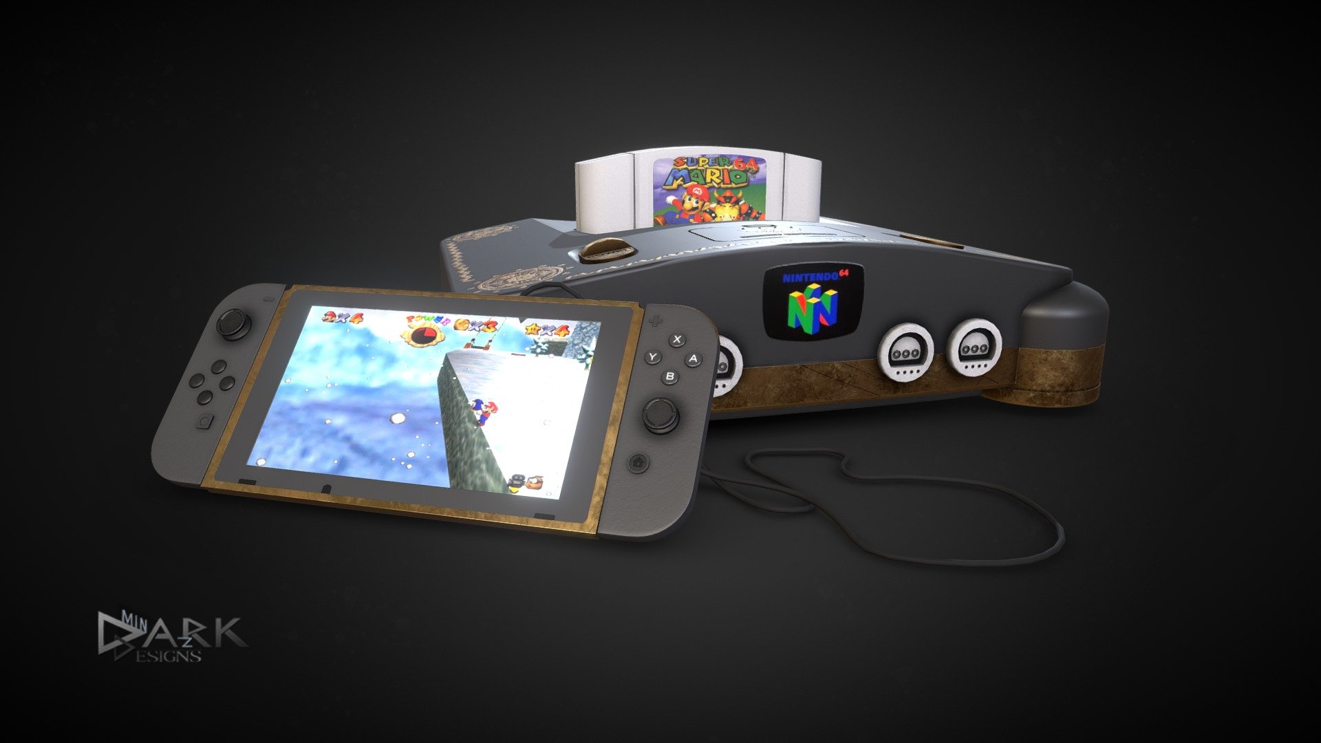 The Classic Nintendo 64, one of the most loved consoles of all Time mixed with the newest Handheld from Nintendo. Maybe one day this will not just be a dream concept but reality. 

Modeled for the RetroElectronicsChallenge
