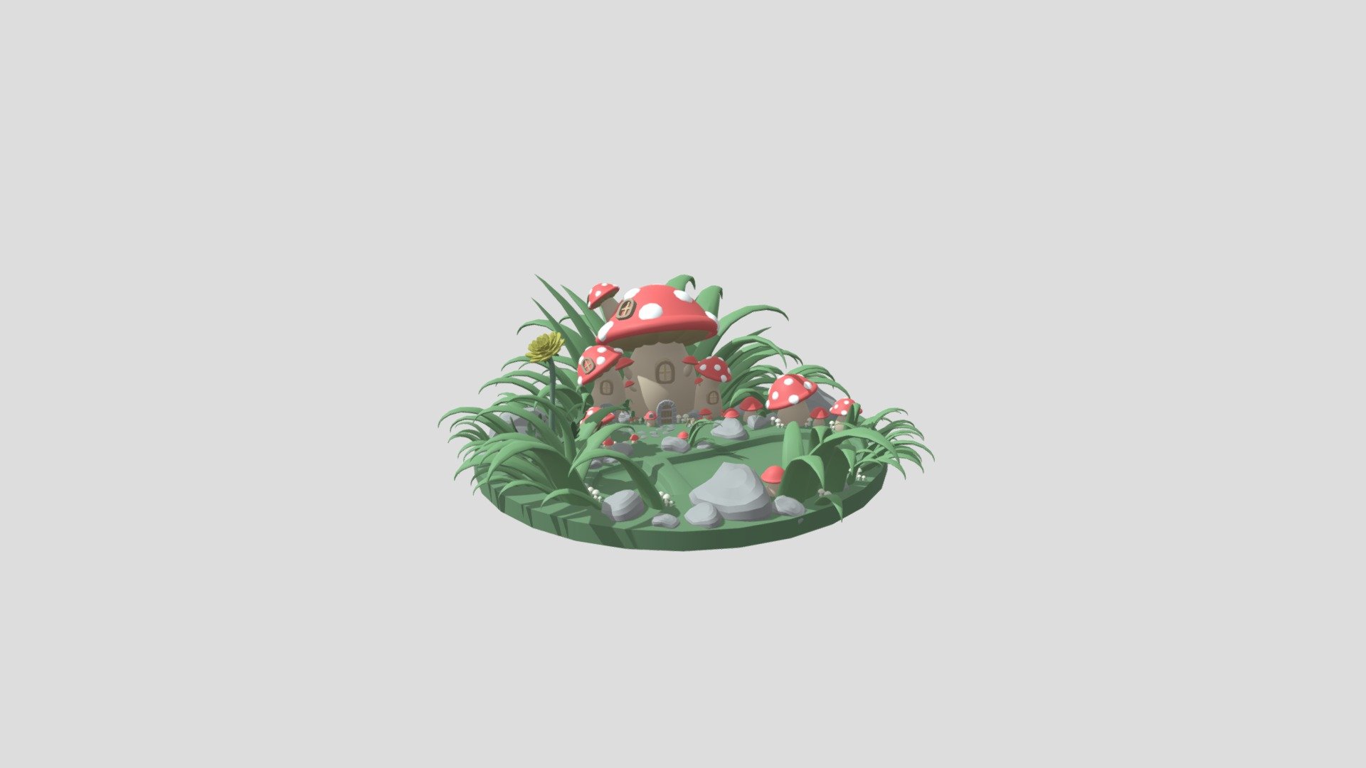 A Mushroom house scene inspired by the game Grounded.