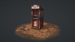 1940's Ticket Booth mesh, 3dart, damaged, booth, old, 1940s, sale, carnival, unrealengine, wear, desolate, cheap, 3d, lowpoly, gameart, wood, horror, gameready, ticketbooth, engineready