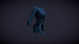 Lifted Skirt  Blue Dress , fashion, side, girls, clothes, skirt, dress, womens, lifted, velvet, pbr, low, poly, female, blue, gathered