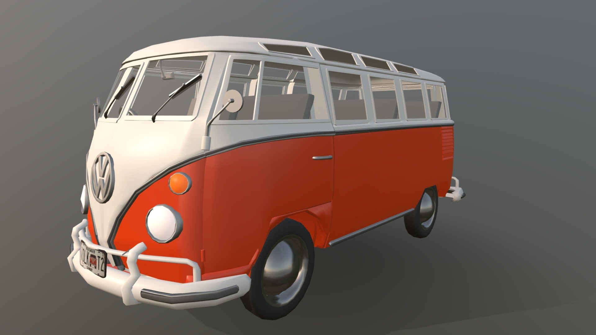 It's a red Volkswagen Samba T1 of 1963. It's modeled, textured, iluminated, and rendered with Autodesk Maya 2018 in Arnold. The modeling is Low poly, the design is created to be used for any type of render, trailer, project, video game &hellip;

If you need more Information or you have any problem contact me. I hope you like it!

Es un ** Volkswagen Samba T1 ** rojo de 1963. Está modelado, texturizado, iluminado y renderizado con Autodesk Maya 2018 en Arnold. El modelado es Low poly, el diseño está creado para ser utilizado en cualquier tipo de render, tráiler, proyecto, videojuego &hellip;

Si necesitas más información o tienes algún problema contáctame. ¡Espero que te guste!
