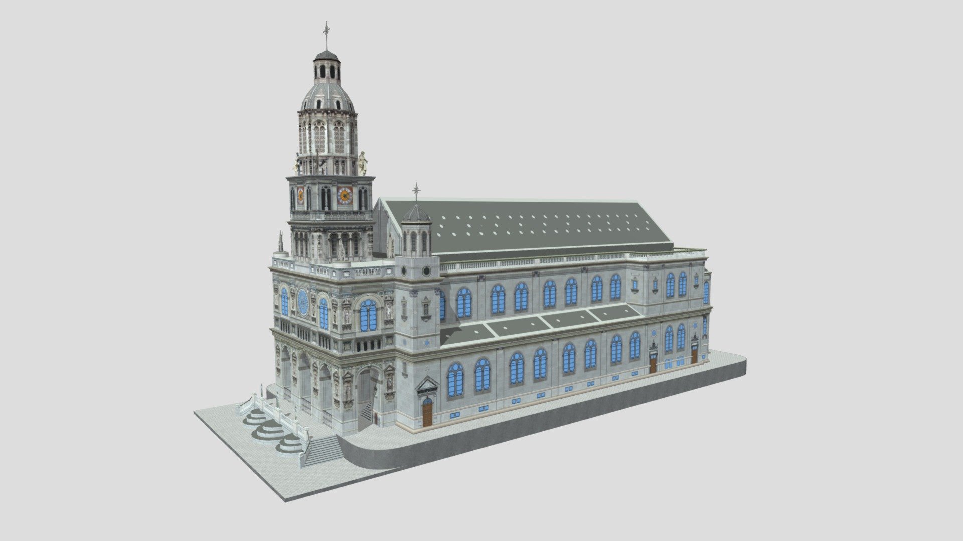 Eglise Sainte Trinite Roman Catholic Church Paris Low Poly
Originally created with 3ds Max 2015 and rendered in V-Ray 3.0. 

Total Poly Counts:
Poly Count = 5389
Vertex Count = 7132

Please Visit
https://nuralam3d.blogspot.com/2021/11/eglise-sainte-trinite-roman-catholic.html
