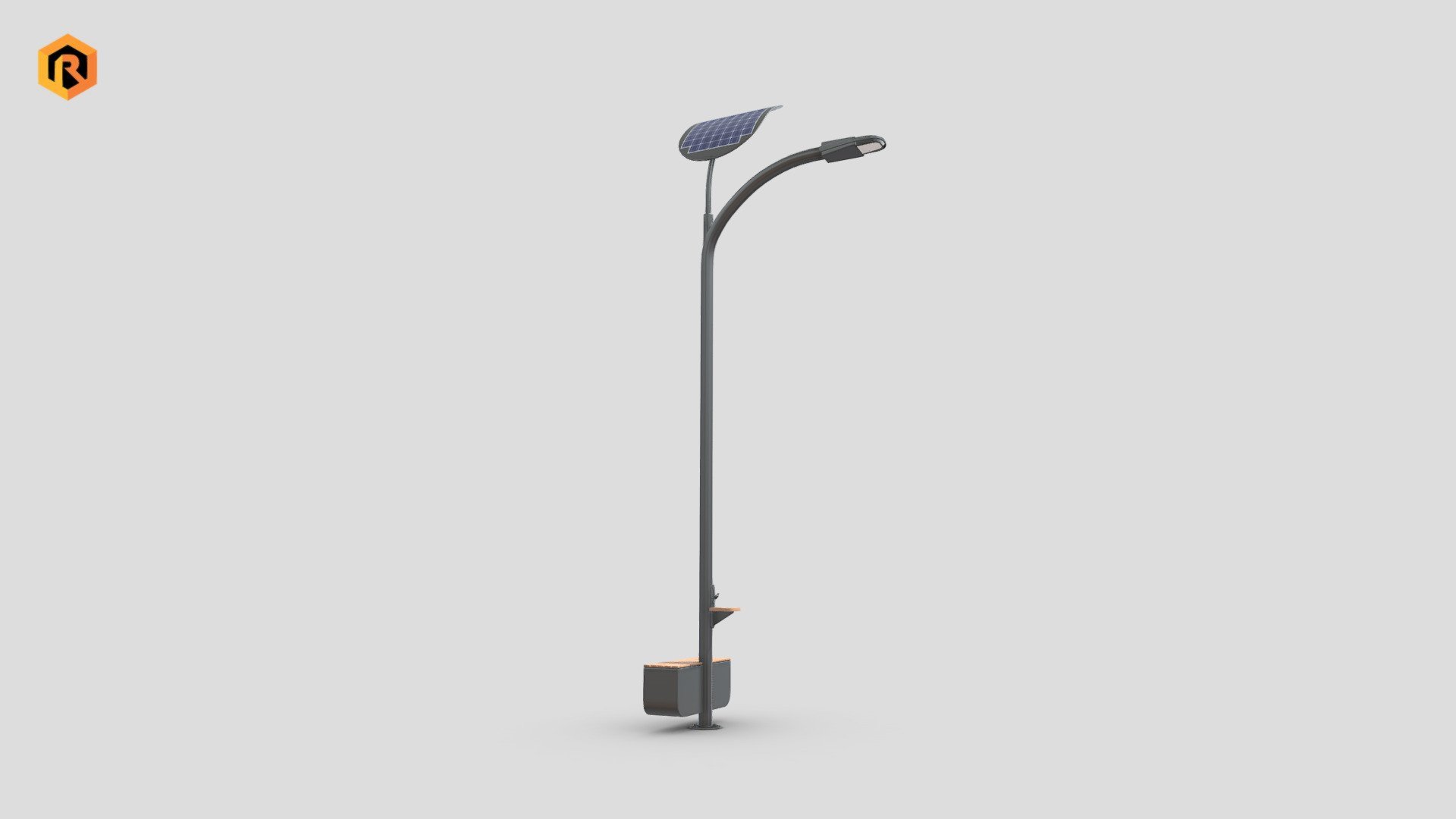 Low-poly PBR 3D Model of Solar LED Street Light with bench and USB Charge port on pole.

Solar street lights are raised light sources which are powered by photovoltaic panels mounted on the lighting structure. 

The photovoltaic panels charge a rechargeable battery, which powers a lamp during the night. 

This 3d model is best for use in games and other real-time applications such as Unity or Unreal Engine.   

Technical details:




3 PBR textures sets

3796 Triangles

Model completely unwrapped

Lot of additional file formats included (Blender, Unity, Maya etc.)

PBR textures details:




2048 Main Body texture set (Albedo, Metallic, Smoothness, Normal, AO)

512 Light texture set (Albedo, Metallic, Smoothness, Normal)

512 Glass texture set (Albedo, Metallic, Smoothness, Normal)

More file formats are available in additional zip file on product page.  

Please feel free to contact me if you have any questions or need any support for this asset.

Support e-mail: support@rescue3d.com