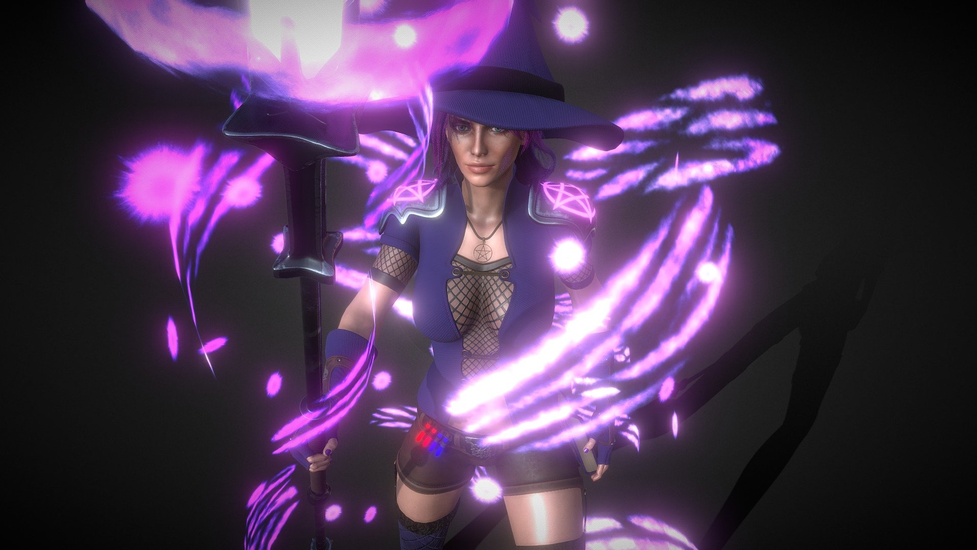 A gameready sexy witch with everything that goes with it. sexy outfit, potions, magic staff, witch hat, grimoire and strong spells




3x 4K Textures

111.154 Faces

Complete rigged for animations
