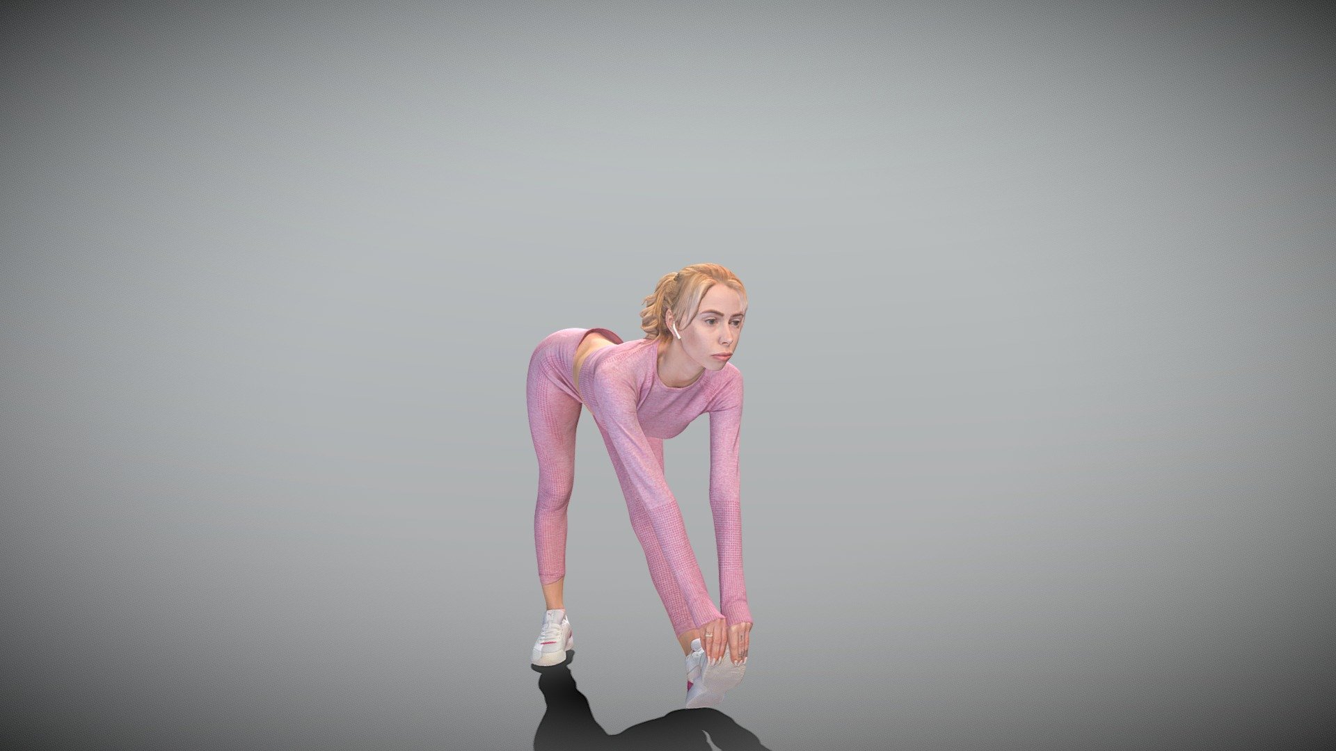 This is a true human size and detailed model of a sporty beautiful woman of Caucasian appearance dressed in sportswear. The model is captured in casual pose to be perfectly matching various architectural and product visualizations, as a background or mid-sized character on a sports ground, gym, beach, park, VR/AR content, etc.

Technical specifications:




digital double 3d scan model

150k &amp; 30k triangles | double triangulated

high-poly model (.ztl tool with 5 subdivisions) clean and retopologized automatically via ZRemesher

sufficiently clean

PBR textures 8K resolution: Diffuse, Normal, Specular maps

non-overlapping UV map

no extra plugins are required for this model

Download package includes a Cinema 4D project file with Redshift shader, OBJ, FBX, STL files, which are applicable for 3ds Max, Maya, Unreal Engine, Unity, Blender, etc. All the textures you will find in the “Tex” folder, included into the main archive.

3D EVERYTHING

Stand with Ukraine!