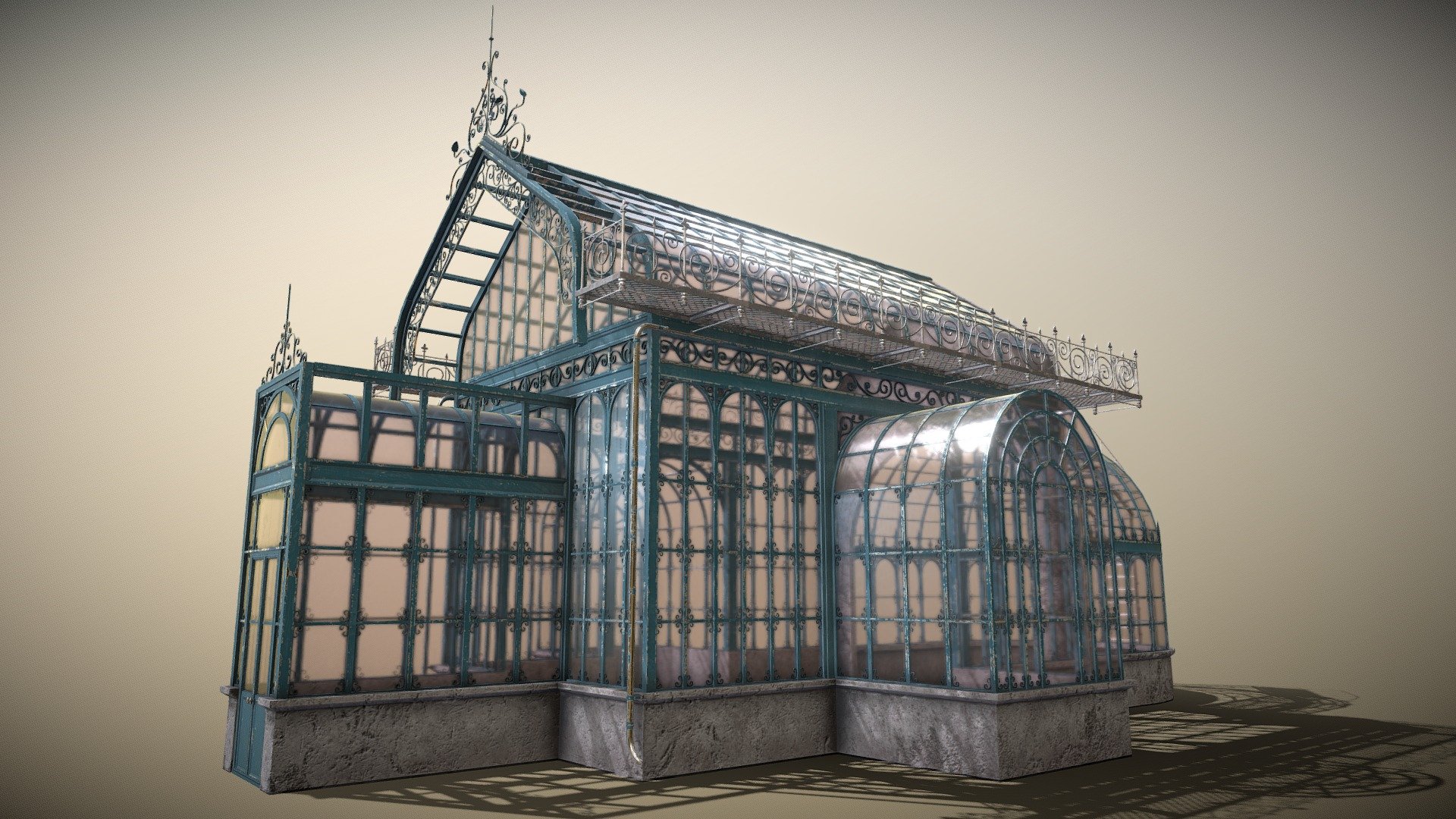 Old roman style greenhouse.

Contain a group of 2 mesh.

balcony - 2 textures (2 UDIM) of 2k each.

greenhouse - 6 textures (6 UDIM) of 2k each.