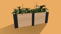 box of plants plant, exterior, furniture, vegetation, box, fauna, uvmapped, maya, wood, decoration, interior