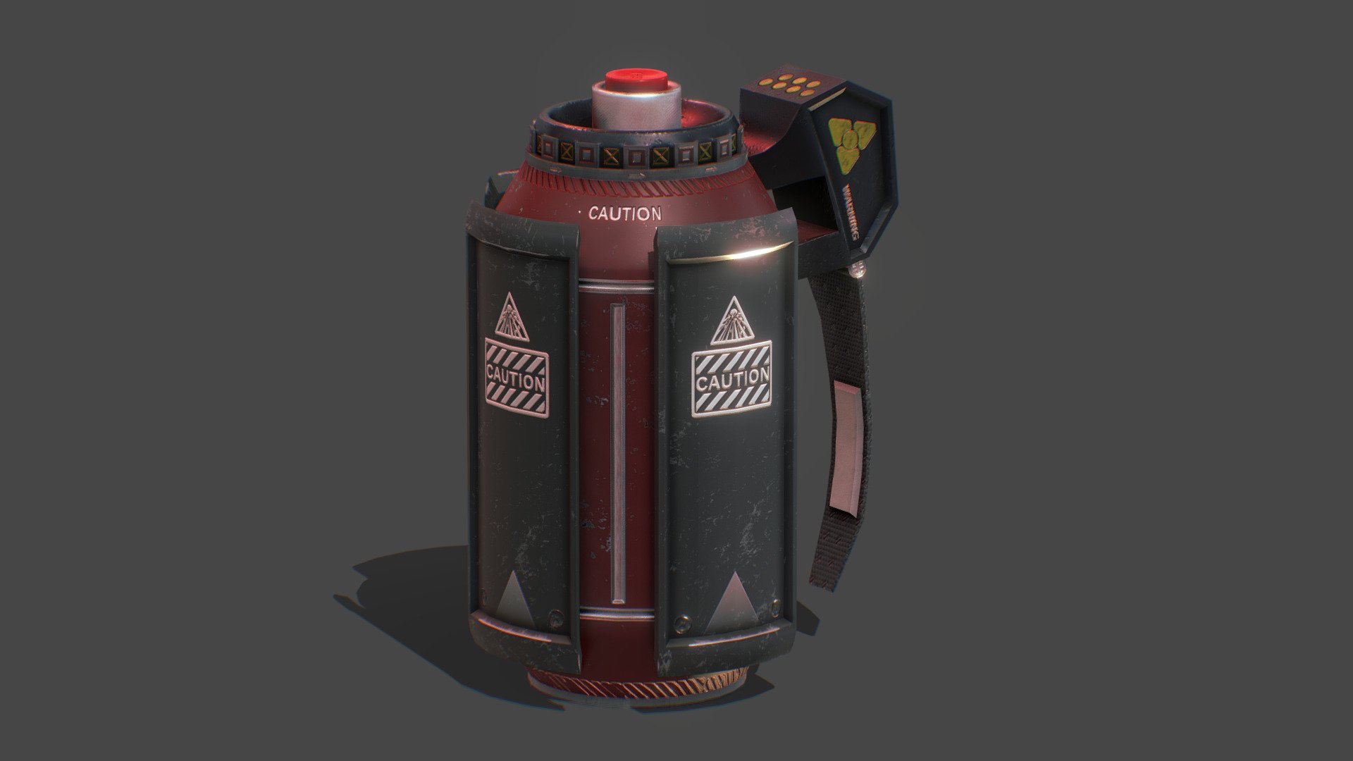A sci-fi explosive grenade I made with Blender, textured in Substance Painter.