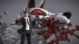 Aki Hayakawa. Chainsaw Man. Fan Art rigging, demon, 3dart, 3dcharacter, aki, weapon, modeling, texturing, animation, stylized, characterdesign, 3dmodel, sketchfab, anime, chainsawman