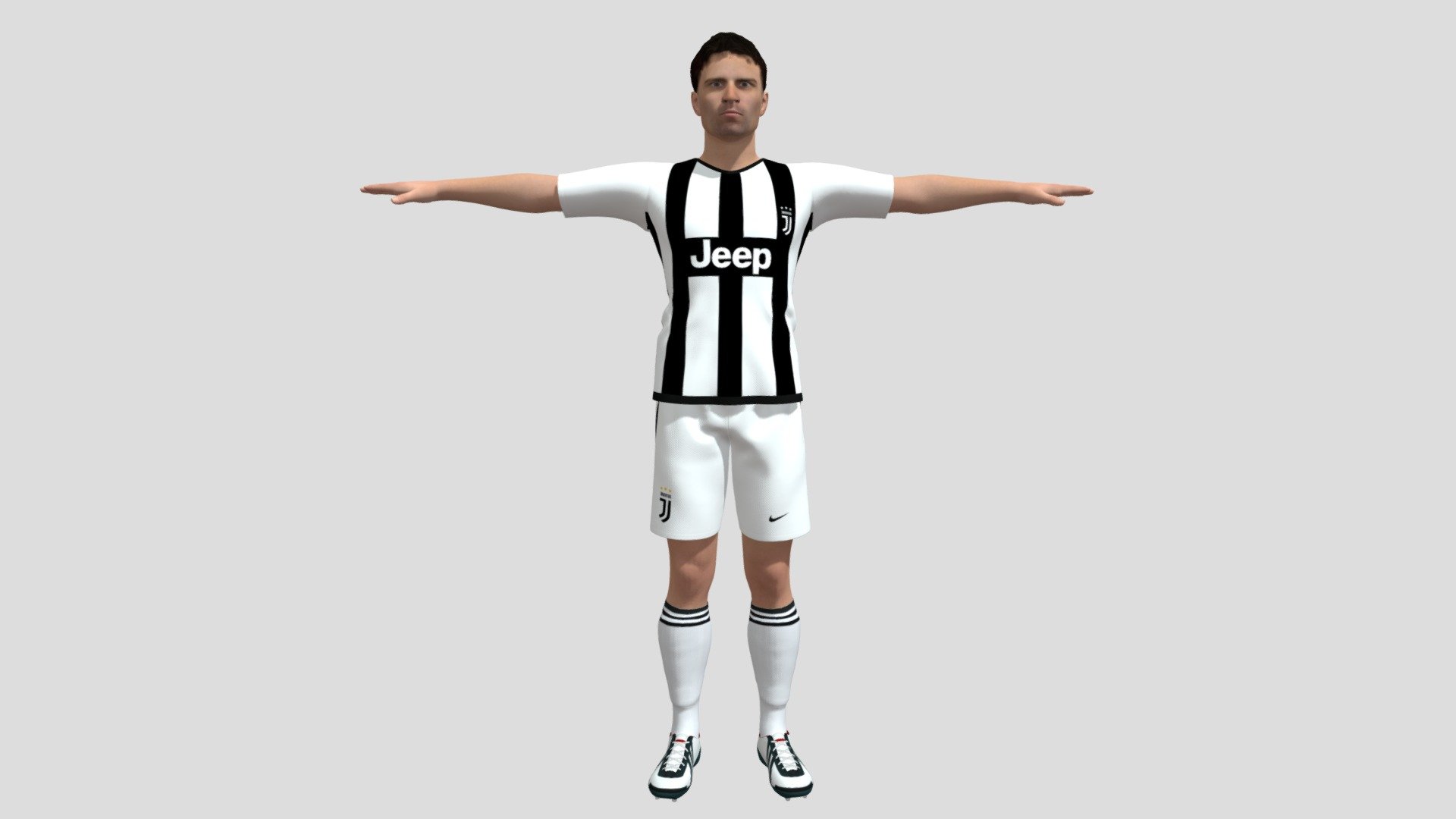 Soccer Player 3D model is a high quality, photo real model that will enhance detail and realism to any of your game projects or commercials. The model has a fully textured, detailed design that allows for close-up renders.