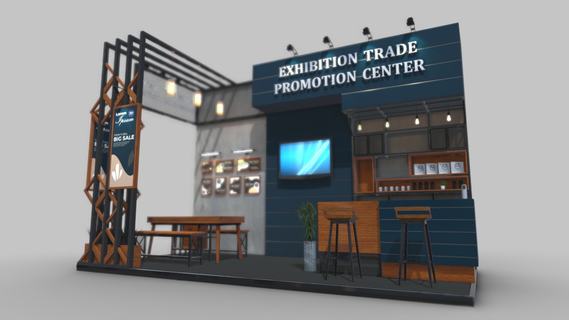 this is an Exhibition stand design

Built with Autodesk 3Ds max 2018 software - V ray 3.60.03 Renderer

Additional File:
1. Autodesk 3Ds max 2018 - V ray 3.60.03 Renderer
2. Autodesk 3Ds max 2018 - Default Scanline Renderer
3. OBJ standart map texture
4. OBJ V ray complete map texture
5. FBX

Full Render Preview:
https://www.behance.net/gallery/101718635/DOWNLOAD-EXHIBITOIN-STAND-DESIGN-KMN