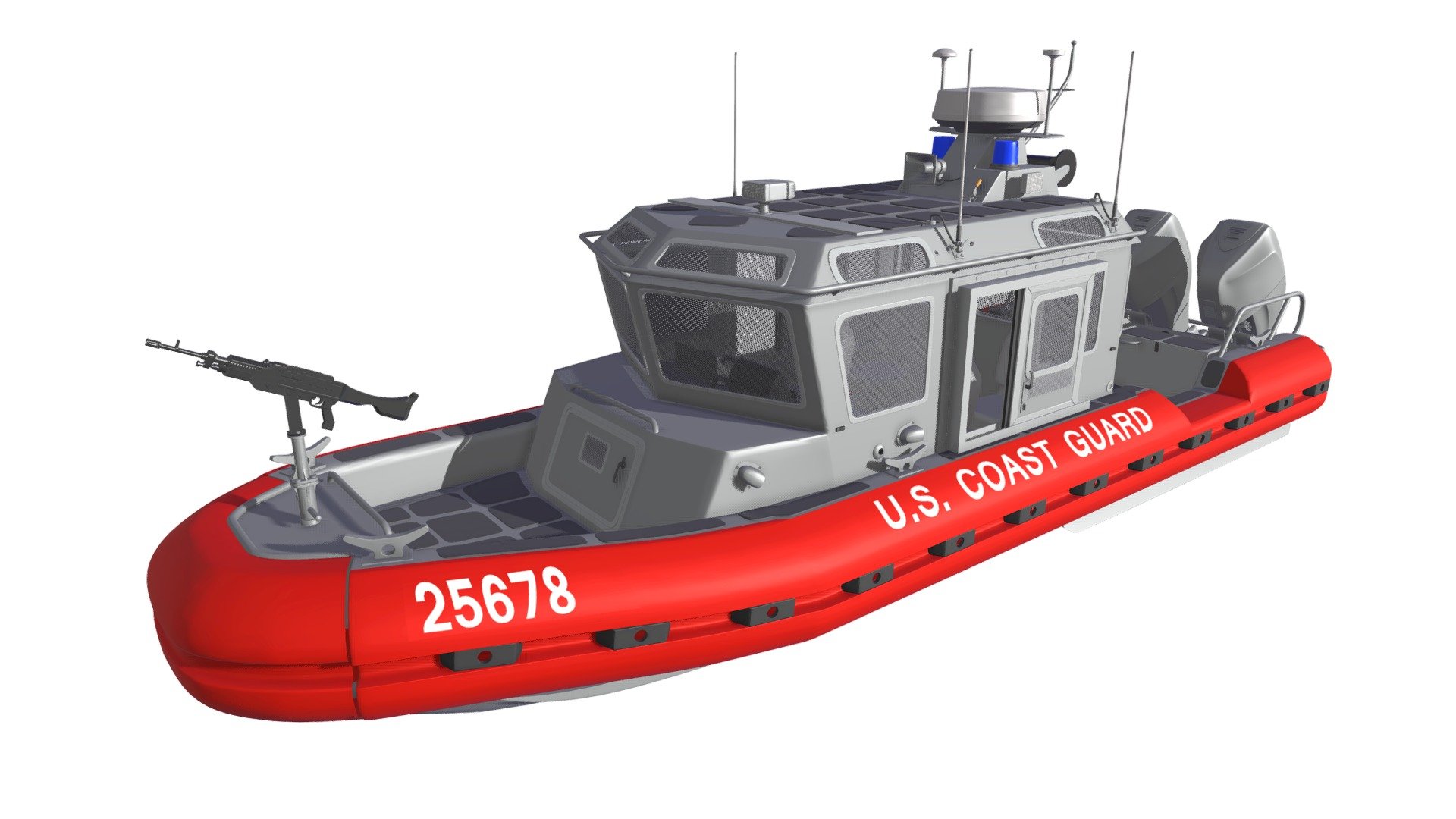 Detailed 3d model of coast guard defender class boat.