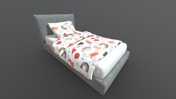 Bed Individual - Kids Bedroom interior kids, bed, bedroom, boy, ready, furniture, ar, cama, ue, low-poly-model, bedroom-set, unity, girl, lowpoly, bedroomfurniture