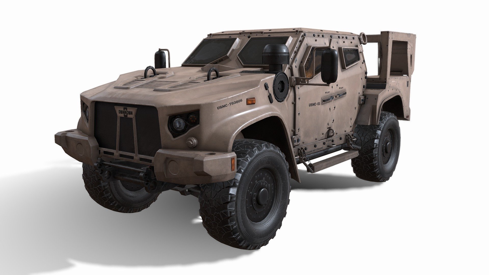 low poly 3d models of US military vehicle Oshkosh JLTV
https://www.fab.com/listings/df006c8d-088b-4c35-855a-3c66d9c1b4a0

INCLUDE: Olive Camo, Wood Camo

NO INTERIOR

Polycount:




Tris: 56 942

Texture sets:




4096x4096 (Front-body)

4096x4096 (Back-body)

1024x1024 (wheels)
