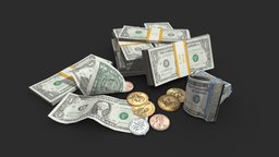 Money Loot - US Dollars lod, us, coin, set, money, unreal, buck, realtime, saving, american, coins, currency, dollar, bank, loot, props, realistic, game-ready, eevee, cash, ue4, unrealengine, unrealengine4, dollars, game-asset, props-assets, economy, looting, banknote, unity, unity3d, asset, game, blender, pbr, blender3d, usa, ue5