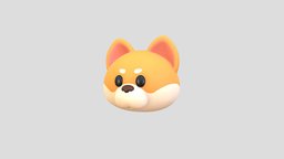 Prop189 Shiba Dog Head face, little, baby, dog, pet, fashion, mascot, mammal, puppy, anonymous, head, mask, costume, paw, shiba, inu, character, cartoon, animal